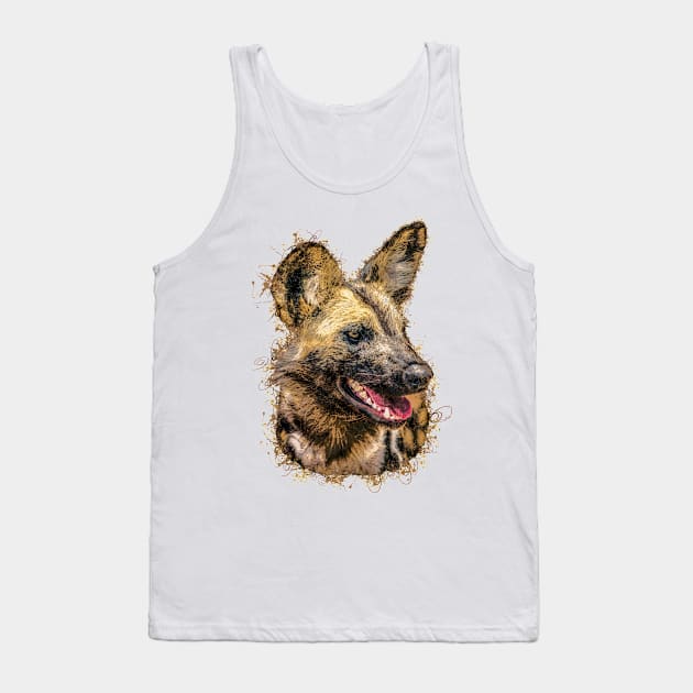 Painted Wolf with Paint Splatter Artwork Tank Top by scotch